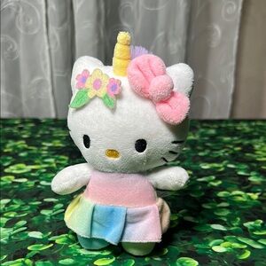 Fiesta Sanrio Hello Kitty Unicorn Flower Plush Toy 7” pastel rainbow